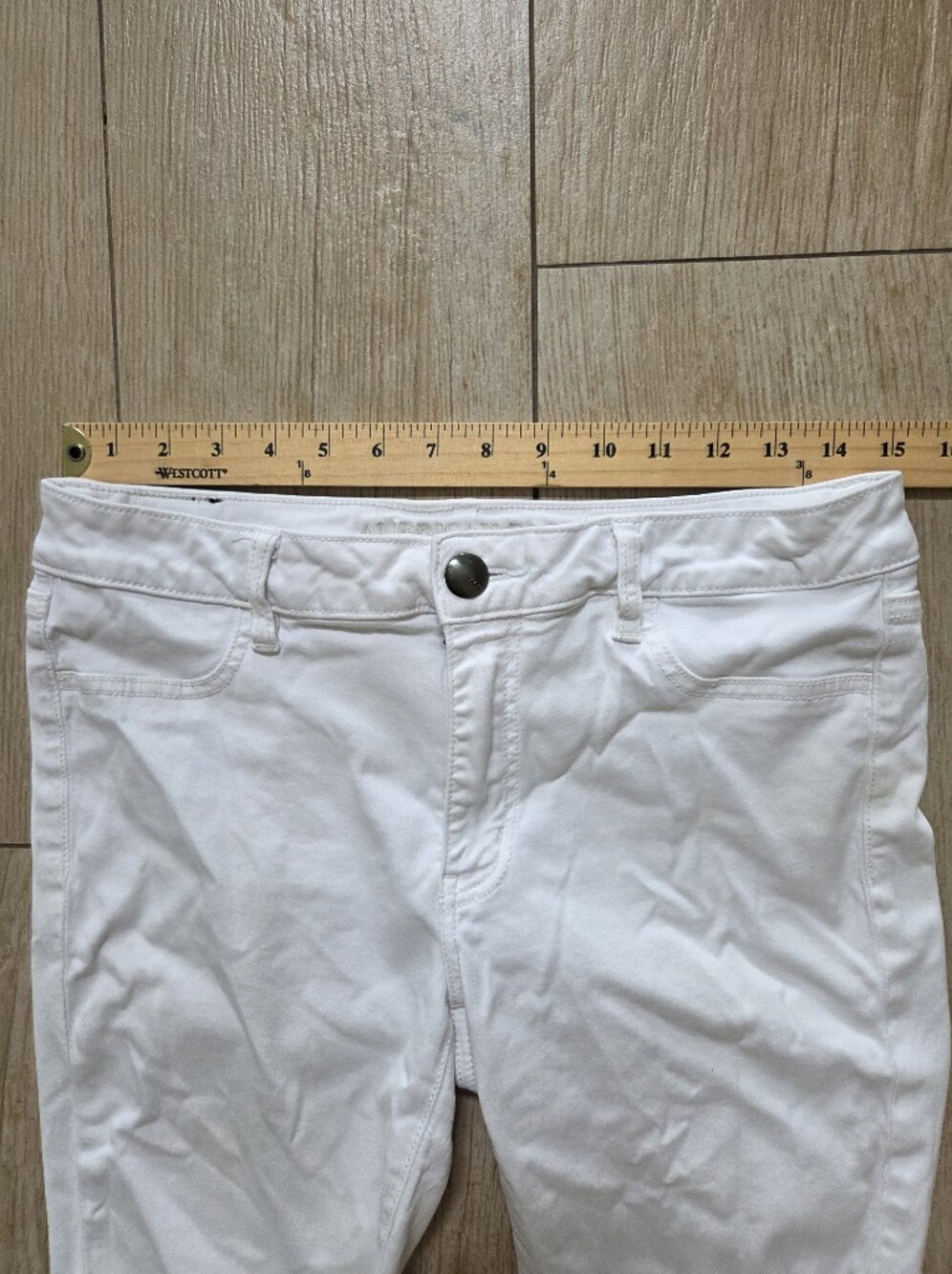 American Eagle White Frayed Hem Denim Bermuda Shorts - Picture 7 of 10